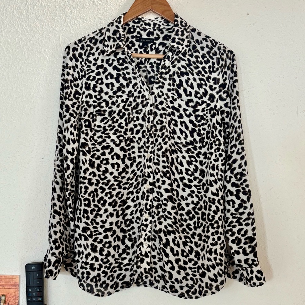 Talbots Monochrome Leopard Print Button Down Shirt - image 1